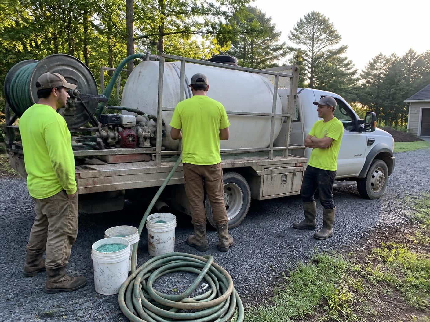 TerraForge crew and hydroseeding rig on a job site